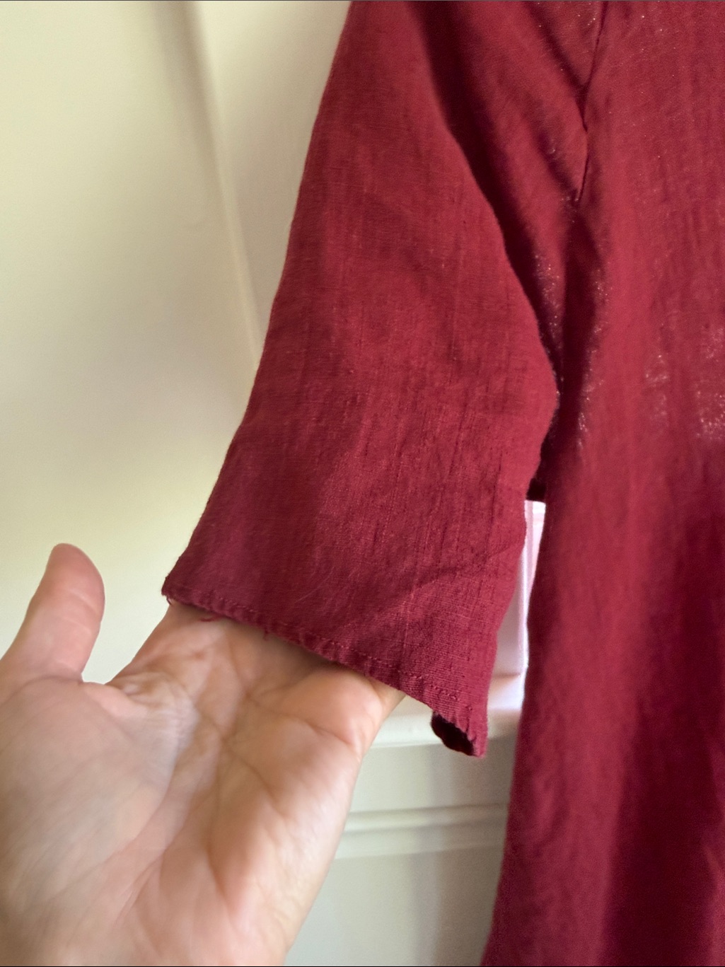 Burgundy Button-Front Linen Maxi Dress Sugar Candy Mountain Small — image 5 of 6